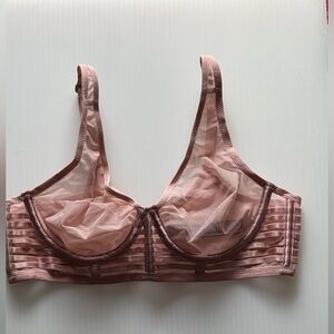 Victoria Secret Bra 34B Unlined Plunge Pink Sheer
